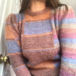 Francor vintage fuzzy colorblock sweater